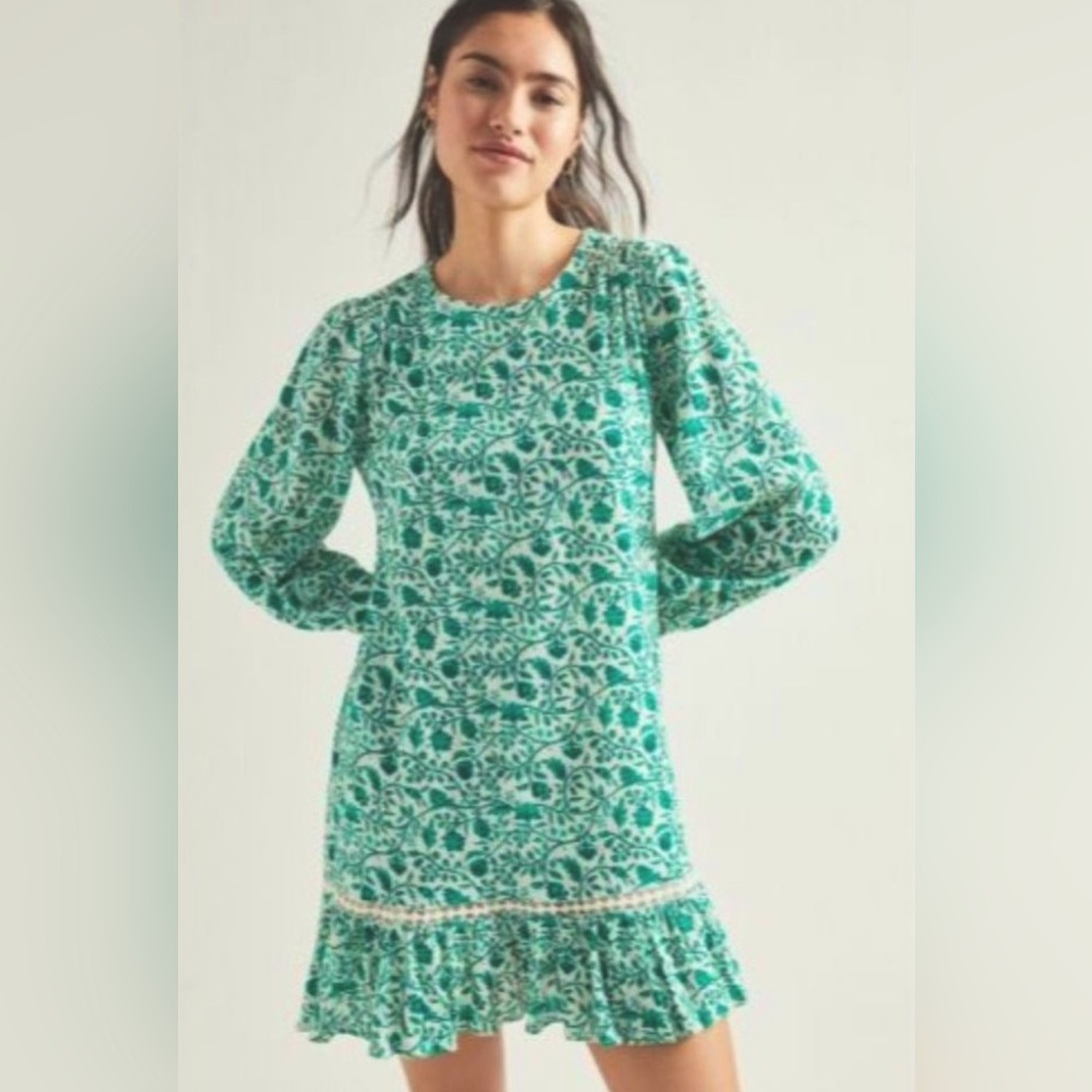Anthropologie green floral dress!